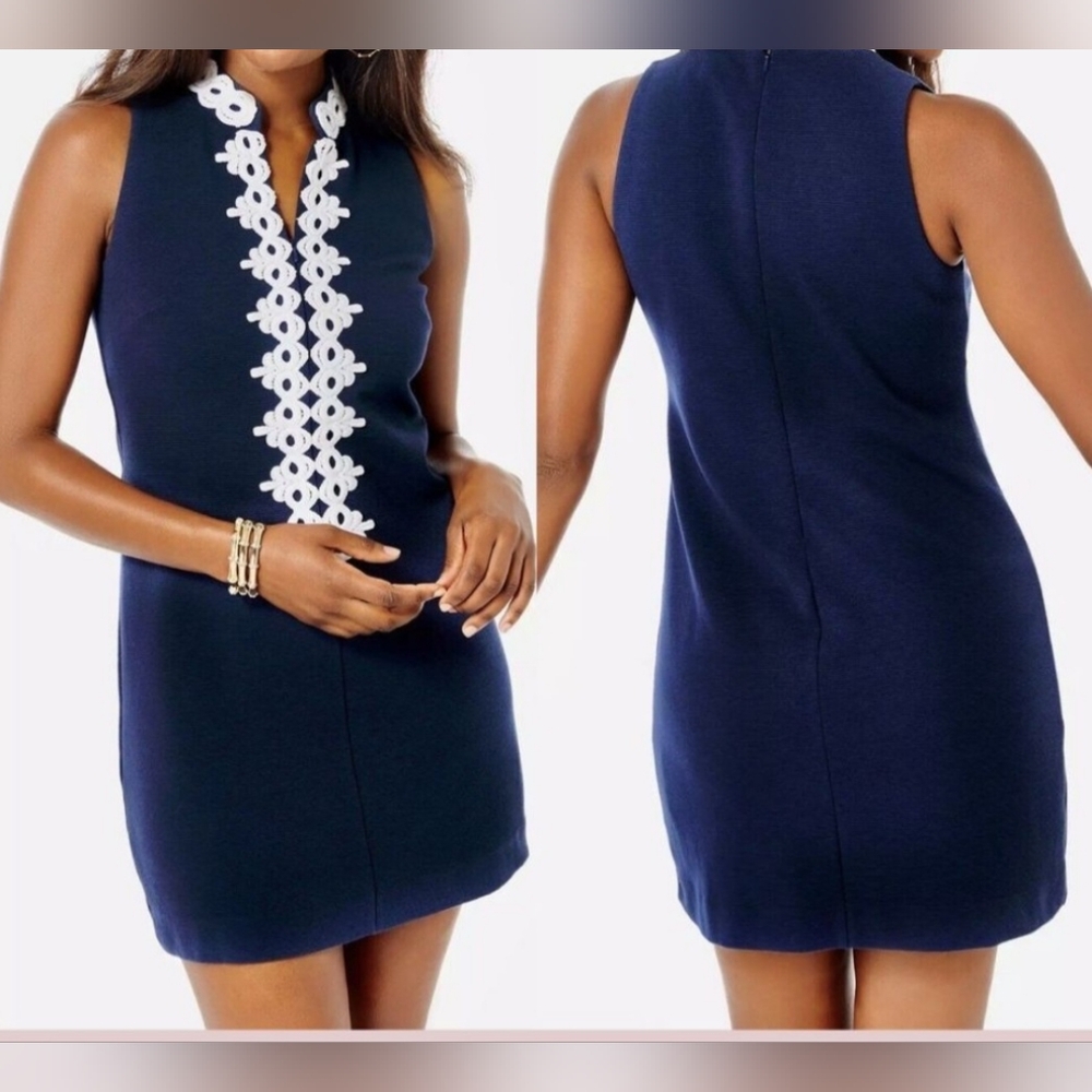 LILLY PULITZER WOMEN'S NAVY SLEEVELESS SHIFT DRESS, SIZE S.